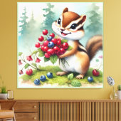 Eekhoorn met bessen canvas afdruk (Insitu (Woonkamer))