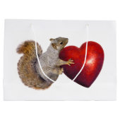 Eekhoorn met Big Red Heart Gift Bag Large Cadeautasje (Achterkant)
