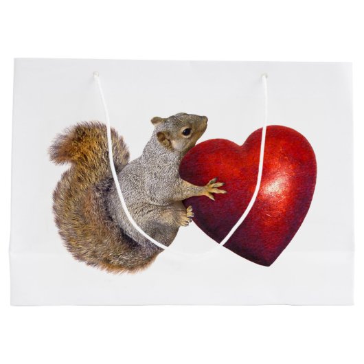 Eekhoorn met Big Red Heart Gift Bag Large Cadeautasje (Achterkant)