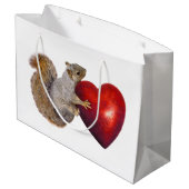 Eekhoorn met Big Red Heart Gift Bag Large Cadeautasje (Achterkant Gekanteld)