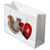 Eekhoorn met Big Red Heart Gift Bag Large Cadeautasje (Voorkant Gekanteld)