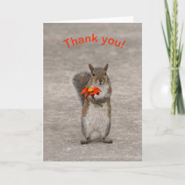 Eekhoorn met bloem bedankkaart