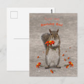 Eekhoorn met bloem personaliseren voor verjaardags briefkaart (Voorkant / Achterkant)