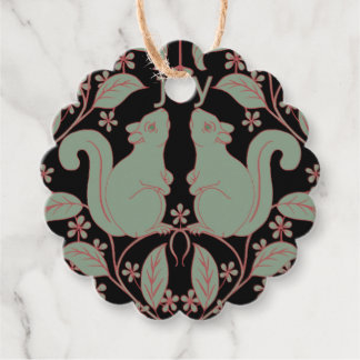 Eekhoorn met Bloemen Feestelijke Kunst Gift Label