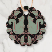 Eekhoorn met Bloemen Feestelijke Kunst Gift Label (Voorkant)