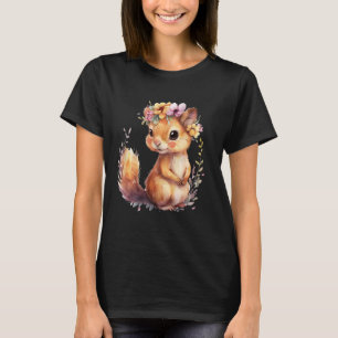 Eekhoorn met bloemen Leuke Chipmunk Eekhoorns Anim T-shirt