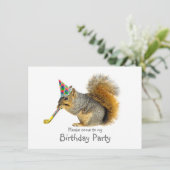 Eekhoorn met Blower Verjaardagsfeestuitnodiging Kaart (Staand voorkant)