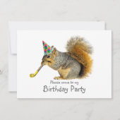 Eekhoorn met Blower Verjaardagsfeestuitnodiging Kaart (Voorkant)