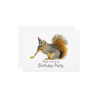 Eekhoorn met Blower Verjaardagsfeestuitnodiging Kaart