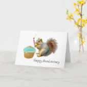 Eekhoorn met Candle Jubileum Kaart (Gele Bloem)