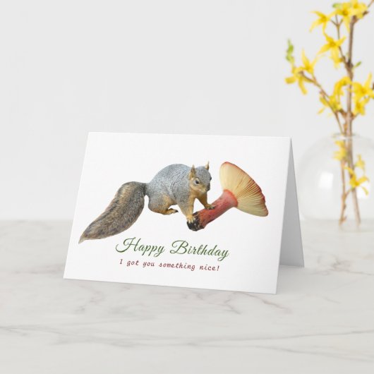 Eekhoorn met champignonkaart kaart (Gele Bloem)