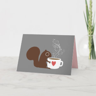Eekhoorn met Coffee Custom Valentijn Love Card Feestdagen Kaart