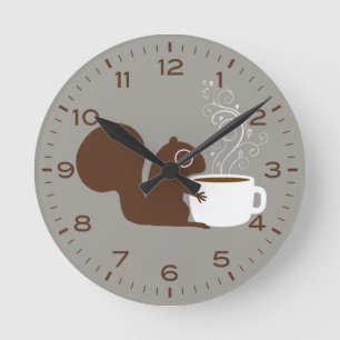 Eekhoorn met Coffee Cute Woodland Animal Ronde Klok