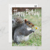 Eekhoorn met Daisy Happy Birthday Briefkaart (Voorkant / Achterkant)