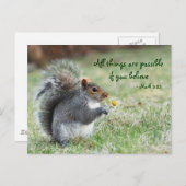 Eekhoorn met Daisy Mark 9:23 Verse Briefkaart (Voorkant / Achterkant)