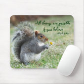 Eekhoorn met Daisy Mark 9:23 Verse Muismat (Met muis)