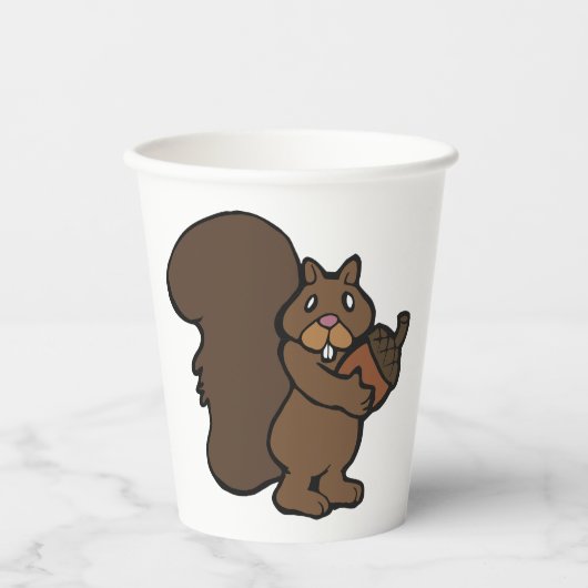 Eekhoorn met een eikel papieren bekers (Voorkant)