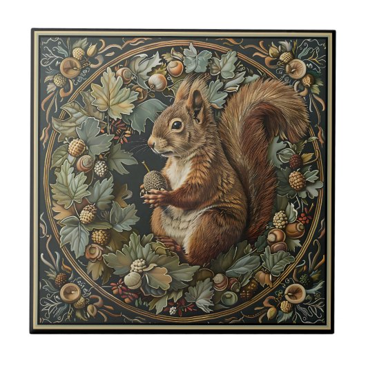Eekhoorn met een eikel tegeltje (Voorkant)