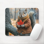 Eekhoorn met een rood esdoornblad muismat (Met muis)