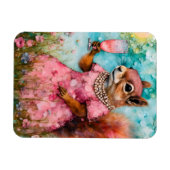 Eekhoorn met een roze jurk en een Drink Magneet (Horizontaal)