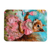 Eekhoorn met een roze jurk en een Drink Magneet (Horizontaal)