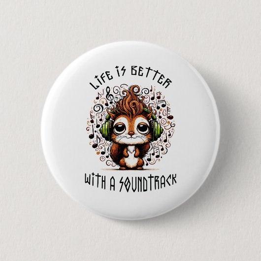 Eekhoorn met een soundtrack ronde button 5,7 cm (Voorkant)