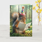 Eekhoorn met een verjaardagsfeestje Kaart (Gele Bloem)