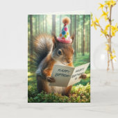 Eekhoorn met een verjaardagsfeestje Kaart (Gele Bloem)