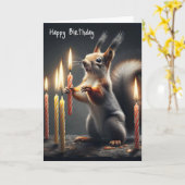 Eekhoorn met een verjaardagskaars kaart (Gele Bloem)