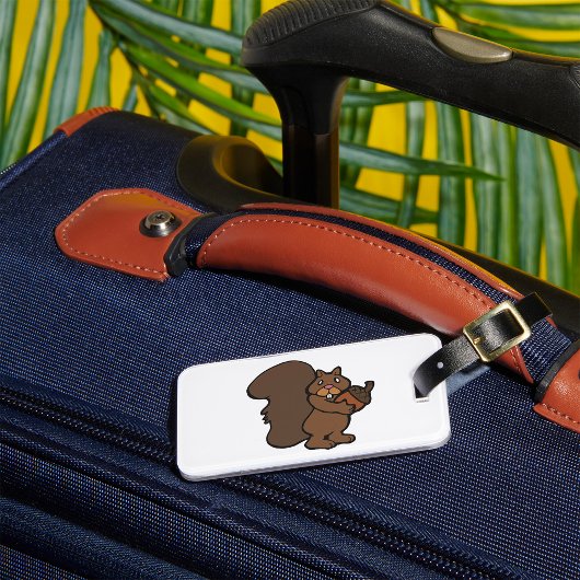 Eekhoorn met eikel cute bosdier bagagelabel