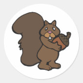 Eekhoorn met eikel Cute bosdier Ronde Sticker (Voorkant)