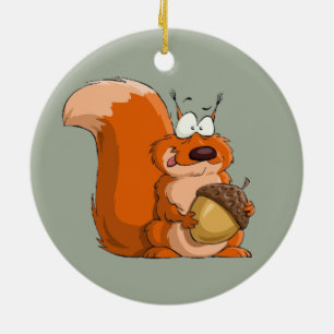 EEKHOORN MET EIKEL KERAMISCH ORNAMENT