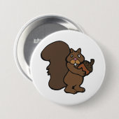 Eekhoorn met eikel knuffelig bosdier ronde button 7,6 cm (Voorkant /achterkant)
