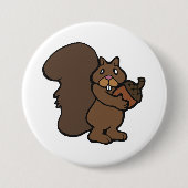 Eekhoorn met eikel knuffelig bosdier ronde button 7,6 cm (Voorkant)