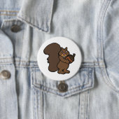 Eekhoorn met eikel knuffelig bosdier ronde button 7,6 cm (In situ)