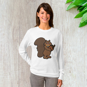 Eekhoorn met eikel knuffelig bosdier t-shirt