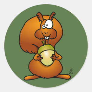 Eekhoorn met eikel ronde sticker