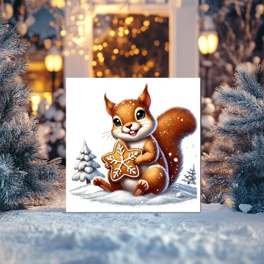 Eekhoorn met gemberkoek feestdagenkaart