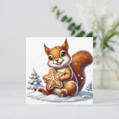 Eekhoorn met gemberkoek feestdagenkaart (Staand voorkant)