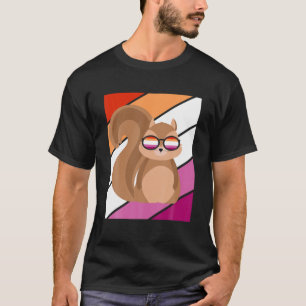 Eekhoorn met geprimeerde lesbische vlag, LGBTQ-gro T-shirt