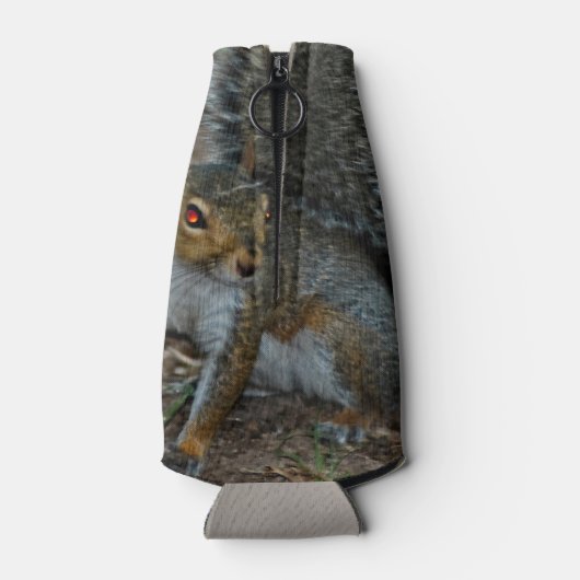 Eekhoorn met gloeiende ogen flesjeskoeler (Achterkant)