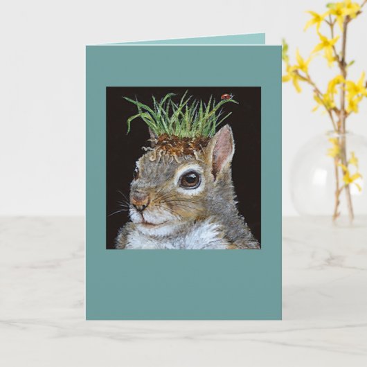 eekhoorn met grasklompkaart kaart (Gele Bloem)