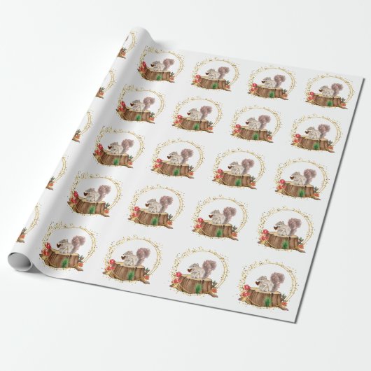 eekhoorn met hart inwikkelpapier cadeaupapier (Uitgerold)