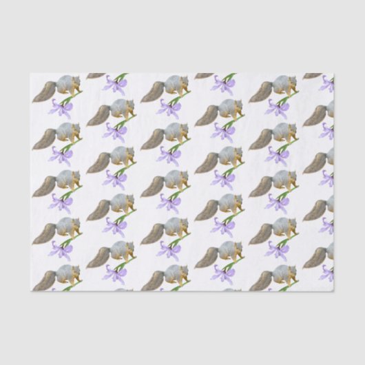 Eekhoorn met Iris-weefselpapier Tissuepapier (Voorkant)