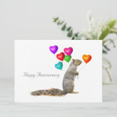 Eekhoorn met Jubileum hartballonnen Save The Date (Staand voorkant)