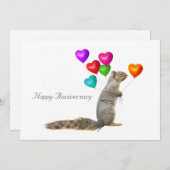 Eekhoorn met Jubileum hartballonnen Save The Date (Voorkant / Achterkant)