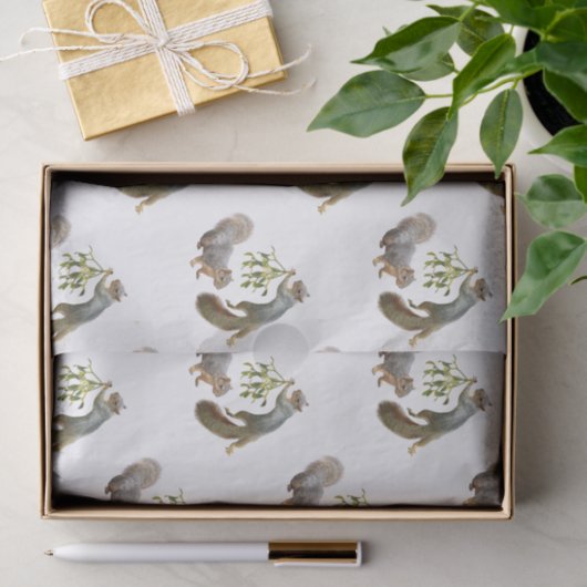 Eekhoorn met mistletoe-weefselpapier tissuepapier (Geschenk)