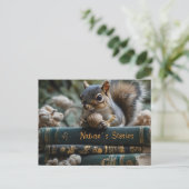 Eekhoorn met moer op Antiek boeken, het verhaal va Feestdagenkaart (Staand voorkant)
