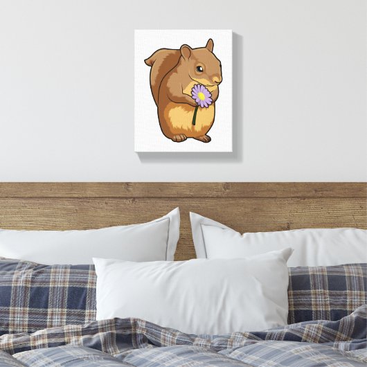 Eekhoorn met paarse ventilator canvas afdruk (Insitu (Slaapkamer))