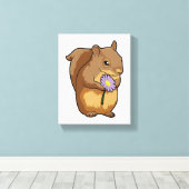 Eekhoorn met paarse ventilator canvas afdruk (Insitu (Houten vloer))